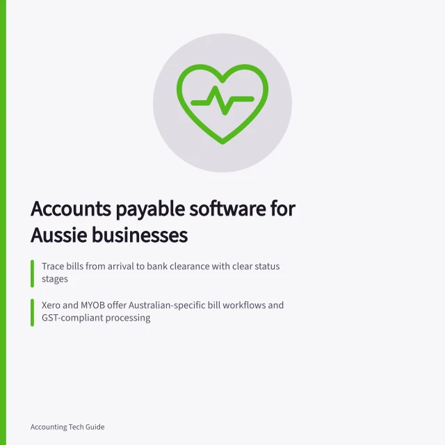 Accounts payable software for Aussie businesses: Trace bills from arrival to bank clearance with clear status stages; Xero and MYOB offer Australian-specific bill workflows and GST-compliant processing; Check payment fees, file limits (10 MB), and bank-match controls in trials. Accounts payable software